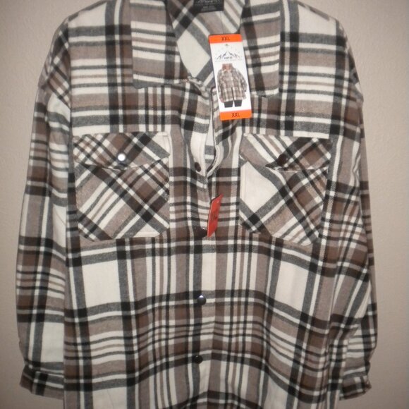 HFX Women's Plus Size XXL Snap Brown Plaid Shirt Jacket Shacket NWT - Picture 2 of 5